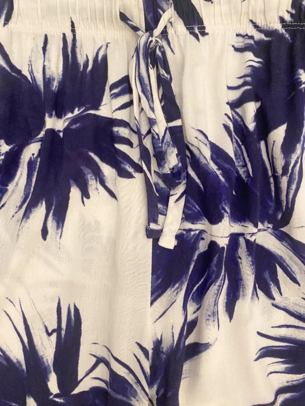 DKNY Navy Blue Palm Tree Vacation Pajama Lounge Wide Leg Drawstring Pants M